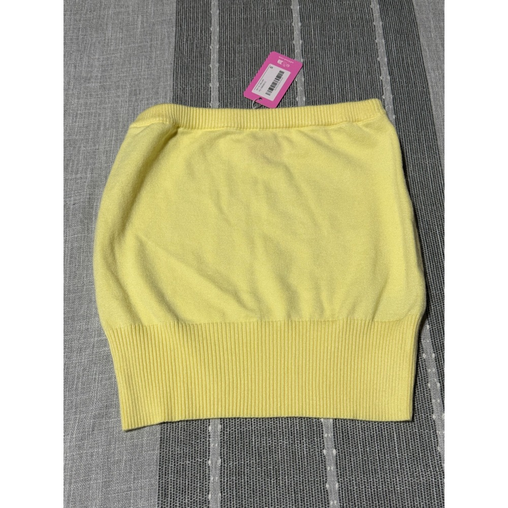 Edikted Yellow Knit Tube Top Strapless‎ Ribbed Hem Size Small S21114-YELLOW